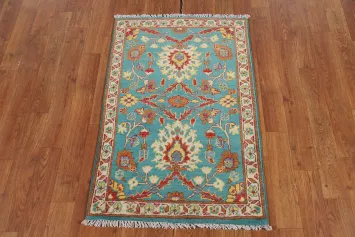 Turquoise Blue Kazak Oriental Foyer Rug 2x3