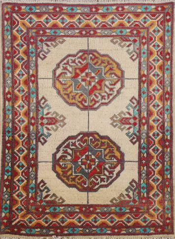 Geometric Wool Kazak Oriental Accent Rug 2x3
