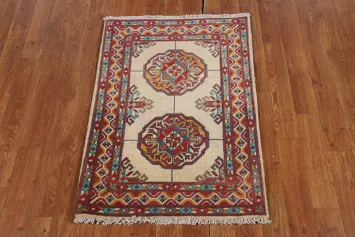 Geometric Wool Kazak Oriental Accent Rug 2x3