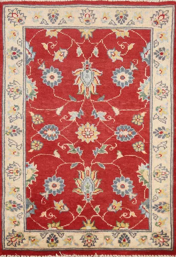 Handmade Red Floral Kazak Oriental Accent Rug 2x3