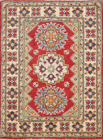 Geometric Wool Kazak Oriental Accent Rug 2x3