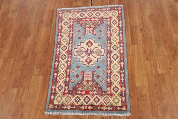 Light Blue Wool Kazak Oriental Foyer Rug 2x3