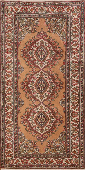 Orange Wool Anatolian Turkish Accent Rug 3x6