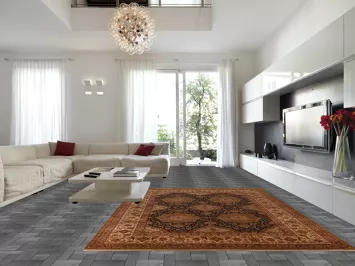 Black Wool Floral Agra Oriental Area Rug 9x13