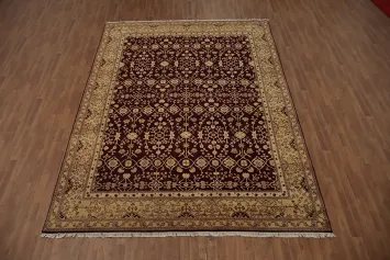 Elegant Burgundy Agra Large Rug with Intricate Floral Patterns 9x12