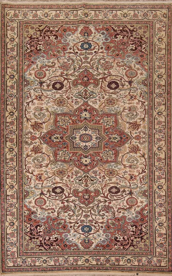 Vintage Wool Floral Anatolian Oriental Area Rug 6x10