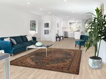 Vegetable Dye Blue Floral Anatolian Turkish Area Rug 7x9