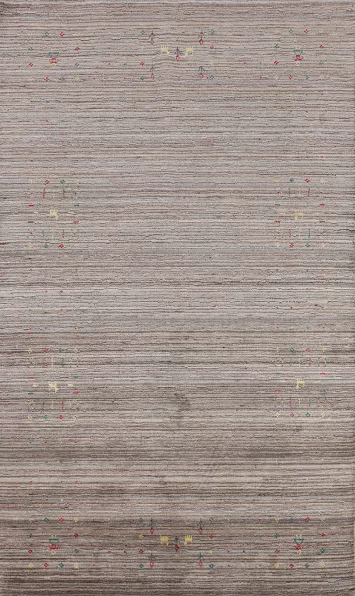 Earth Tone Wool Striped Gabbeh Indian Area Rug 5x8