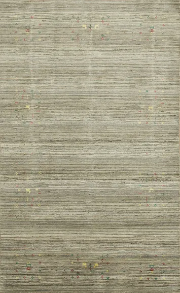 Earth Tone Wool Striped Gabbeh Indian Area Rug 5x8