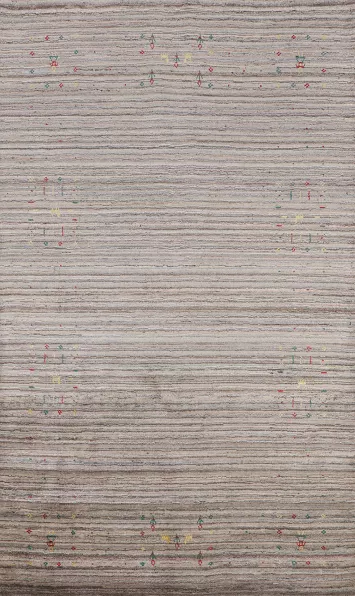 Earth Tone Wool Gabbeh Indian Area Rug 5x8