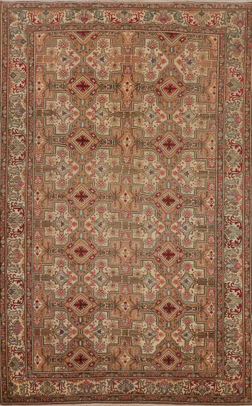 Beige & Orange Anatolian Turkish Area Rug 6x10