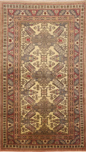 Geometric Wool Anatolian Turkish Accent Rug 3x6