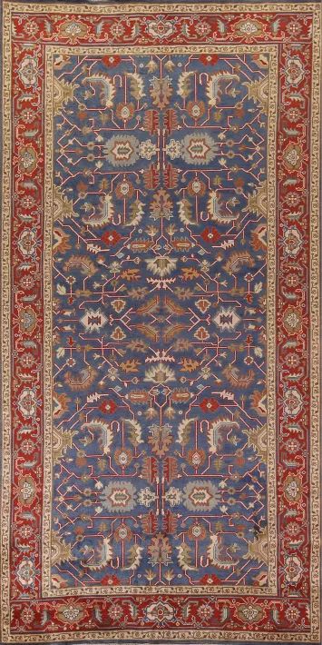 Handmade Blue Oushak Oriental Large Rug 8x16