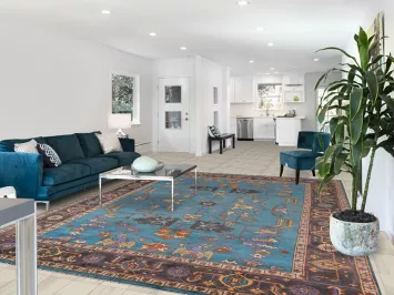 Handmade Blue Oushak Oriental Area Rug 9x12