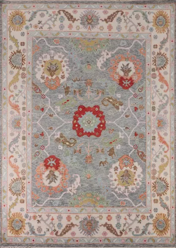 Handmade Floral Wool Oushak Indian Area Rug 8x10