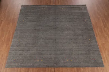 Gray Wool Square Gabbeh Indian Area Rug 10x10