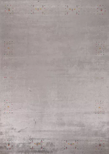 Minimalist Gabbeh Area Rug 9x12 with Delicate Color Touches