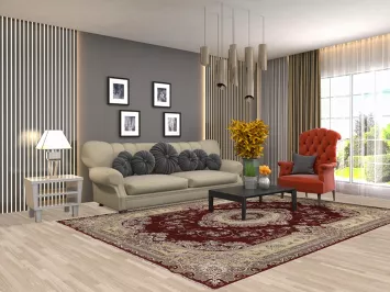 Victorian Style Kashan Turkish Area Rug 7x10