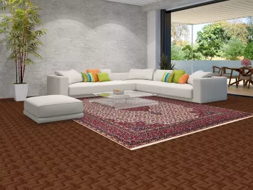 Ivory & Red Floral Kashan Turkish Area Rug 10x13