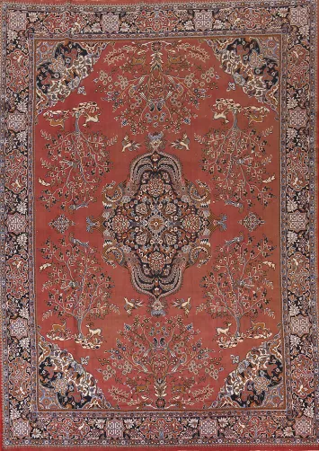 Animals Design Kashan Turkish Area Rug 10x12