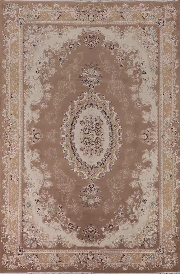 Brown Floral Kashan Turkish Area Rug 8x12