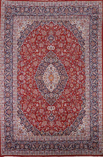 Traditional Red Kashan Turkish Area Rug 10x13