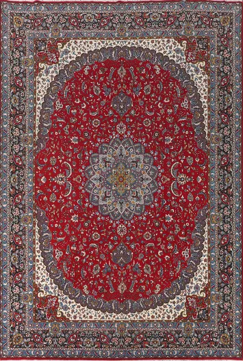 Red Floral Kashan Turkish Area Rug 10x13
