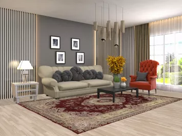 Victorian Style Kashan Turkish Area Rug 7x10