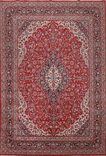 Floral Red Kashan Turkish Area Rug 10x13