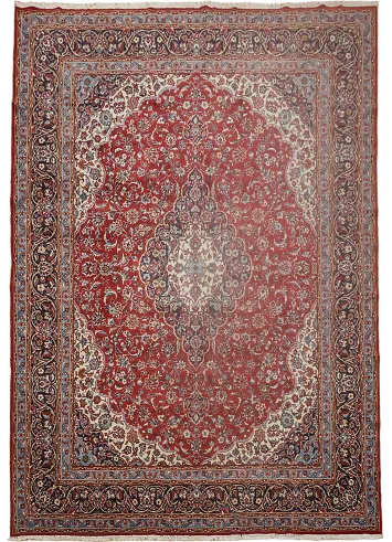 Floral Red Kashan Turkish Area Rug 10x13