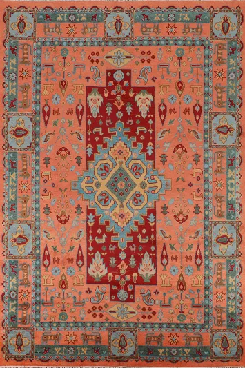 Tribal Geometric Kazak Oriental Area Rug 9x12