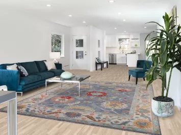 All-Over Blue Floral Oushak Indian Area Rug 8x10