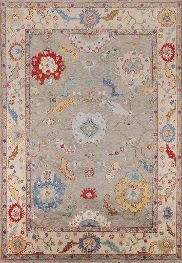 All-Over Floral Wool Oushak Oriental Area Rug 9x12
