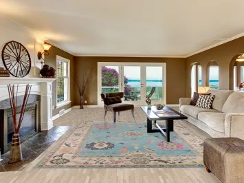 Light Blue Floral Oushak Oriental Area Rug 9x12