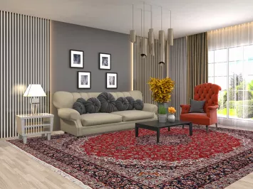 Traditional Red Kashan Turkish Area Rug 10x13