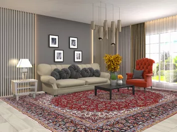 Traditional Red Kashan Turkish Area Rug 10x13