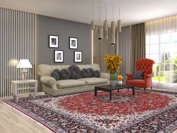 Floral Red Kashan Turkish Living Room Area Rug 10x13