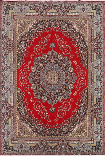 Floral Red Kashan Turkish Area Rug 10x13