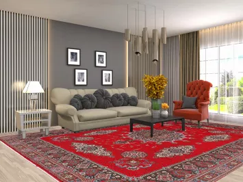 Red Kashan Turkish Area Rug 10x13