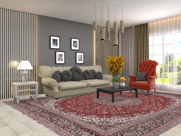 Traditional Red Kashan Turkish Area Rug 10x13