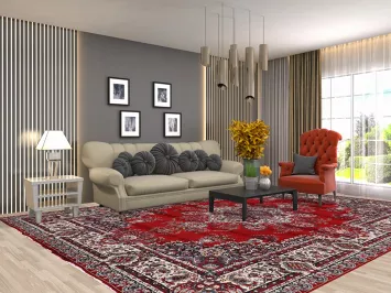 Victorian Style Red Kashan Turkish Area Rug 10x13