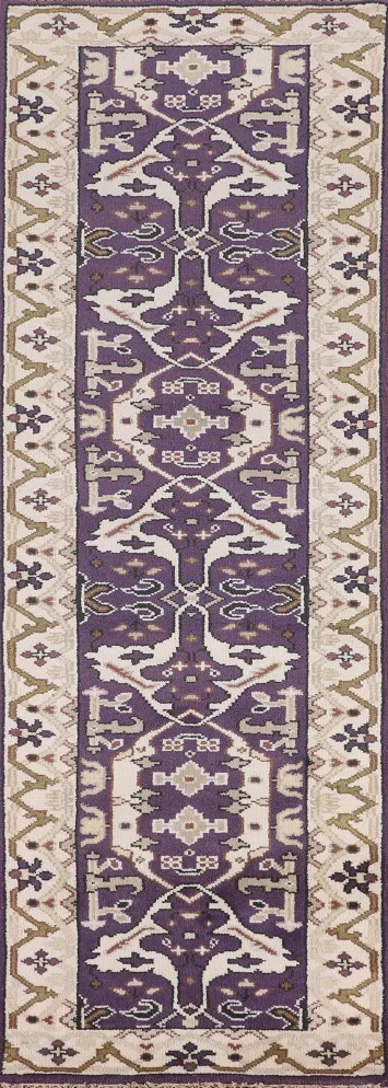 Purple & Ivory Oushak Oriental Runner Rug 3x10