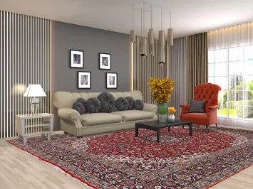 Floral Red Kashan Turkish Area Rug 10x13