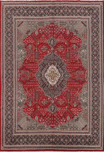 Red Medallion Tabriz Turkish Area Rug 10x13