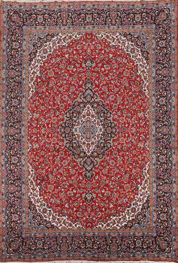 Floral Red Kashan Turkish Area Rug 10x13