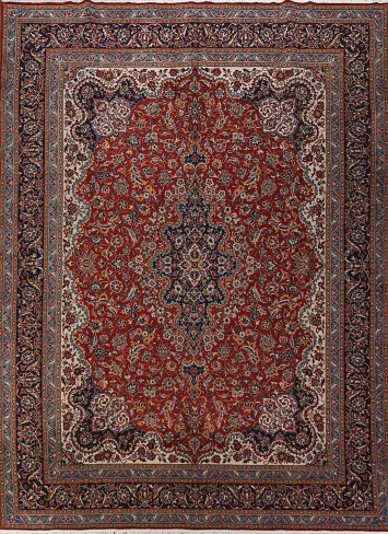 Traditional Floral Kashan Turkish Area Rug 10x13