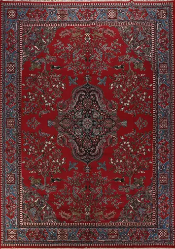 Animals Pictorial Kashan Turkish Area Rug 10x13