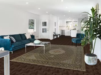 Black Geometric Tabriz Mahi Turkish Area Rug 7x10