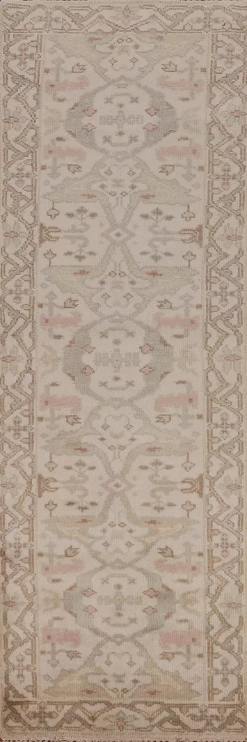 Earth Tone Wool Oushak Indian Runner Rug 3x10