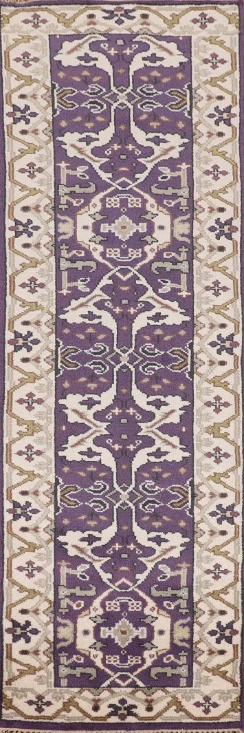 Purple & Ivory Oushak Oriental Runner Rug 3x10